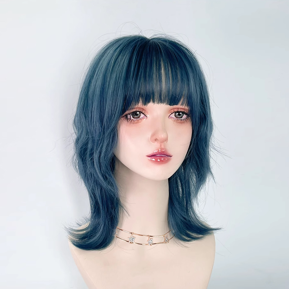 Synthetic Short Curly Blue Mul - Anime Cosplay Realistic 리뷰 및 가격