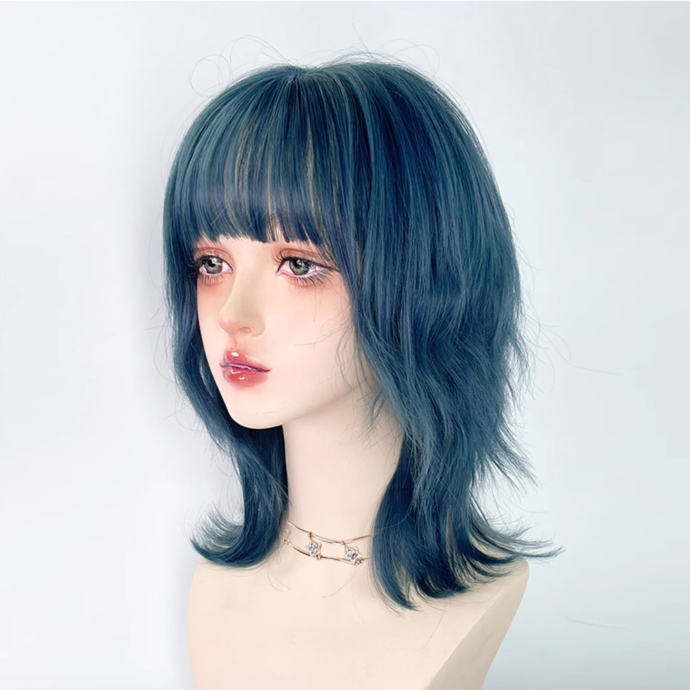 Synthetic Short Curly Blue Mul - Anime Cosplay Realistic 리뷰 및 가격